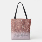 Roos gold glitter Persoonlijke naam Tote Bag (Achterkant)