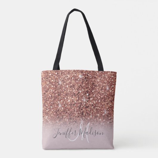 Roos gold glitter Persoonlijke naam Tote Bag (Achterkant)