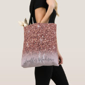 Roos gold glitter Persoonlijke naam Tote Bag (Dichtbij)
