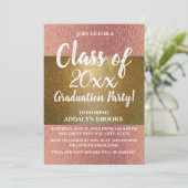 Roos Gold Glitter Photo Afstudeerder Party Invitat Kaart (Staand voorkant)