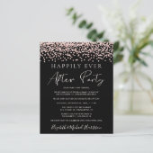 Roos Gold Glitter Photo Black Ontvang uitnodiging (Staand voorkant)