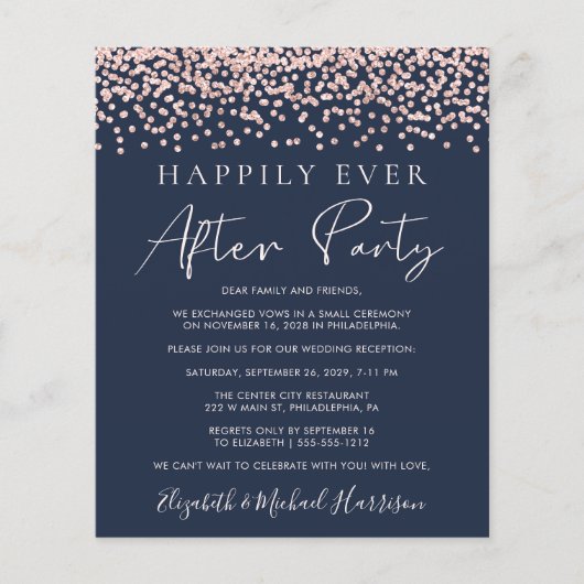 Roos Gold Glitter Photo Blue Reception (Voorkant)