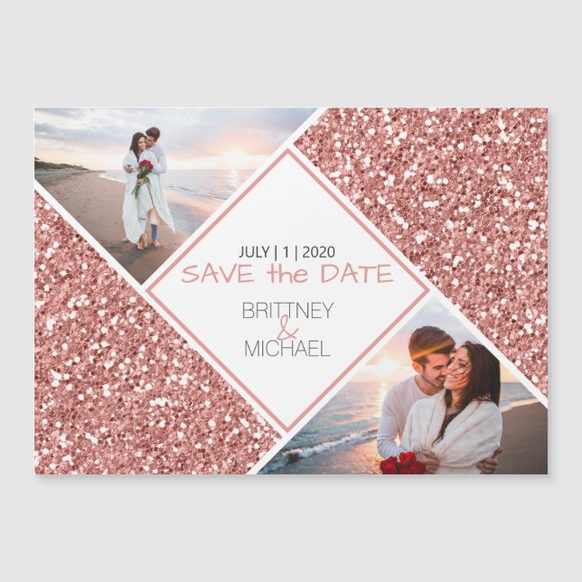 Roos Gold Glitter Photo Collage (Voorkant)