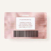 Roos Gold Glitter Photo Logo Employee ID Badge (Achterkant)