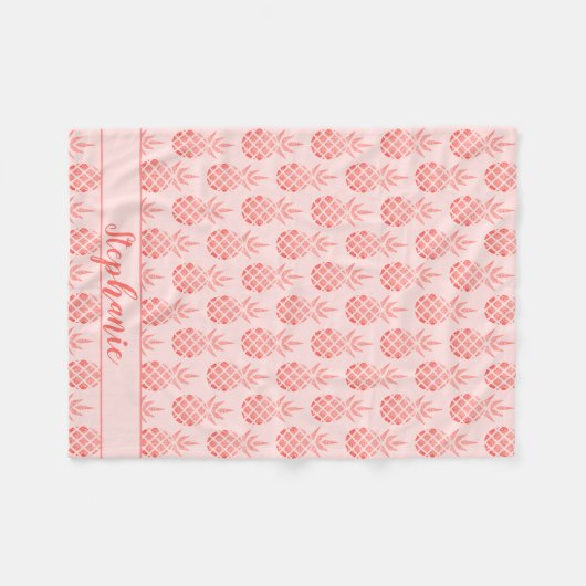 Roos Gold Glitter Pineapple Script Naam Pink Fleece Deken (Voorkant (Horizontaal))