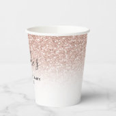 Roos Gold Glitter Pink Bachelorette Aangepaste naa Papieren Bekers (Links)