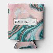 Roos Gold Glitter Pink Blauwgroen Zwemmetjes Blikjeskoeler (Voorkant)