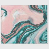 Roos Gold Glitter Pink Blauwgroen Zwemmetjes Cadeaupapier (Vlak)