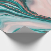 Roos Gold Glitter Pink Blauwgroen Zwemmetjes Cadeaupapier (Hoek)