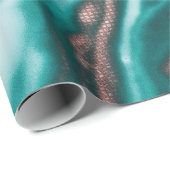 Roos Gold Glitter Pink Blauwgroen Zwemmetjes Cadeaupapier (Rol Hoek)