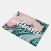 Roos Gold Glitter Pink Blauwgroen Zwemmetjes Deurmat (Schuin)