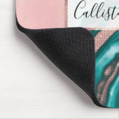 Roos Gold Glitter Pink Blauwgroen Zwemmetjes Muismat (Hoek)