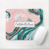 Roos Gold Glitter Pink Blauwgroen Zwemmetjes Muismat (Met muis)