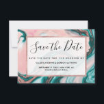 Roos Gold Glitter Pink Blauwgroen Zwemmetjes Save The Date<br><div class="desc">Matig,  chic,  elegant en girale faux bedrukt roos goudsequinent glitter en roze,  wit en blauwgroen groen geverfd,  roze marmer patroon.</div>