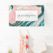 Roos Gold Glitter Pink Blauwgroen Zwemmetjes Spandoek (Insitu)