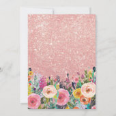 Roos Gold Glitter Pink Floral 30e verjaardag Kaart (Achterkant)