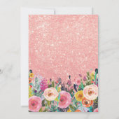 Roos Gold Glitter Pink Floral 50e verjaardag Kaart (Achterkant)