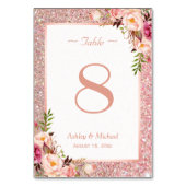 Roos Gold Glitter Pink Floral Weddenschappen Kaart (Achterkant)