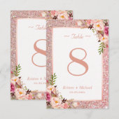 Roos Gold Glitter Pink Floral Weddenschappen RSVP Kaartje (Voorkant / Achterkant)