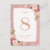 Roos Gold Glitter Pink Floral Weddenschappen RSVP Kaartje (Voorkant)