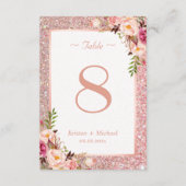 Roos Gold Glitter Pink Floral Weddenschappen RSVP Kaartje (Achterkant)