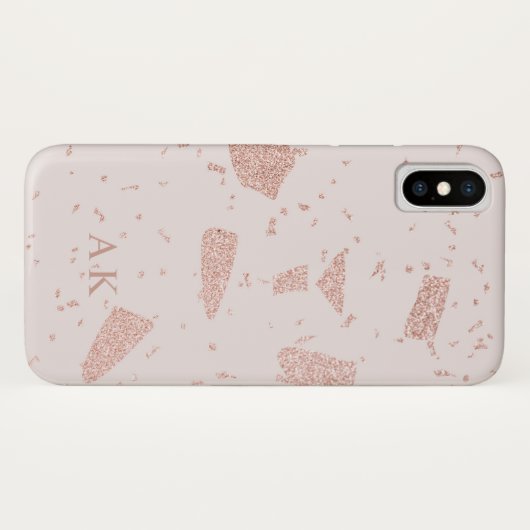 Roos Gold Glitter Pink Initialen op maat Case-Mate iPhone Case (Achterkant (horizontaal))