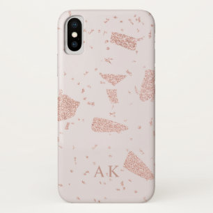 Roos Gold Glitter Pink Initialen op maat Case-Mate iPhone Case