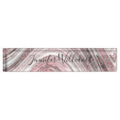 Roos Gold Glitter Pink Marble Stijlvol Naambordje (Voorkant)