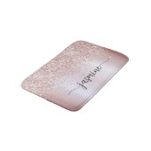 Roos Gold Glitter Pink Metal Monogram Calligrafie Badmat (Gekanteld)