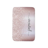 Roos Gold Glitter Pink Metal Monogram Calligrafie Badmat (Voorkant Verticaal)