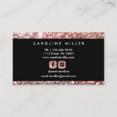 Roos Gold Glitter Pink Monogram Beauty Salon Visitekaartje (Achterkant)
