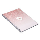 Roos Gold Glitter Pink Ombre Monogram op maat Notitieboek (Rechterzijde)
