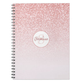 Roos Gold Glitter Pink Ombre Monogram op maat Notitieboek