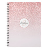 Roos Gold Glitter Pink Ombre Monogram op maat Notitieboek (Voorkant)