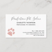 Roos Gold Glitter Pink Prints Dog Grooming Visitekaartje (Achterkant)