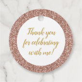 Roos Gold Glitter Pink Quince Años Bedankjes Labels (Achterkant)