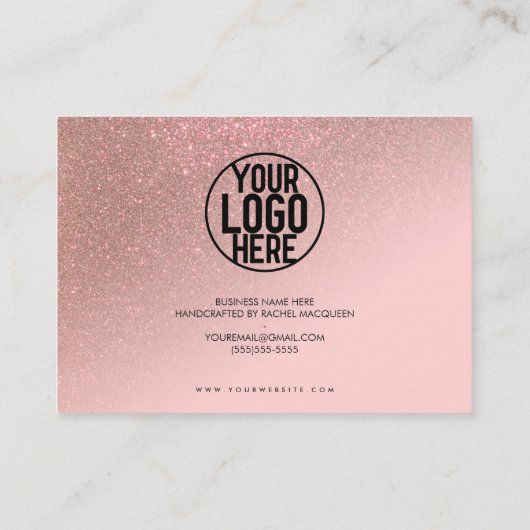 Roos Gold Glitter Pink Script Klant Hartelijk dank Visitekaartje (Achterkant)