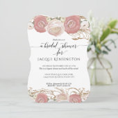 Roos Gold Glitter Pink White Floral Vrijgezellenfe Kaart (Staand voorkant)