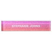 Roos Gold Glitter Pink White Ombre Monogram Girly Naambordje (Voorkant)