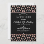 Roos Gold Glitter Poker Chip Casino Night Party Kaart (Voorkant)