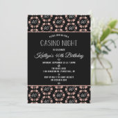 Roos Gold Glitter Poker Chip Casino Night Party Kaart (Staand voorkant)