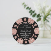 Roos Gold Glitter Poker Chip Casino Vrijgezellenfe Kaart (Staand voorkant)