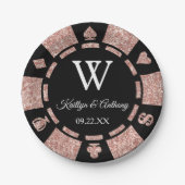 Roos Gold Glitter Poker Chip Casino Weddenschap Papieren Bordje (Voorkant)