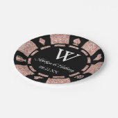 Roos Gold Glitter Poker Chip Casino Weddenschap Papieren Bordje (Gekanteld)