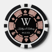 Roos Gold Glitter Poker Chip Casino Wedding (Voorkant)