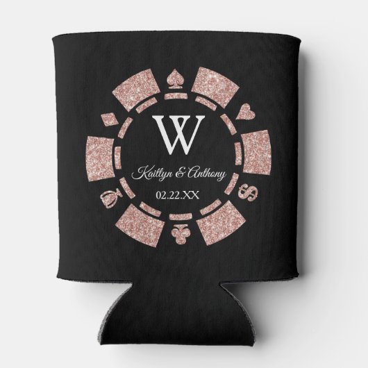Roos Gold Glitter Poker Chip Casino Wedding Blikjeskoeler (Achterkant)