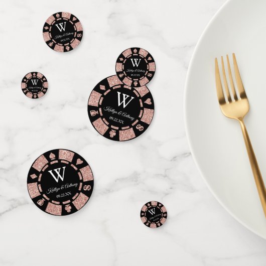 Roos Gold Glitter Poker Chip Casino Wedding Confetti (Groep)
