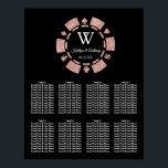 Roos Gold Glitter Poker Chip Casino Wedding Poster<br><div class="desc">Vier in stijl met deze trendy weddingstoelenkaart. Het ontwerp is gemakkelijk te personaliseren met uw eigen formulering en uw familie en vrienden zullen blij zijn wanneer ze dit fantastische huwelijkstafelplan zien. Overeenkomende bruidsartikelen zijn te vinden in het collectie.</div>
