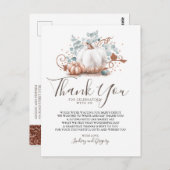 Roos Gold Glitter Pompoenen en Groen Dank je Briefkaart (Voorkant / Achterkant)