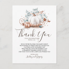 Roos Gold Glitter Pompoenen en Groen Dank je Briefkaart